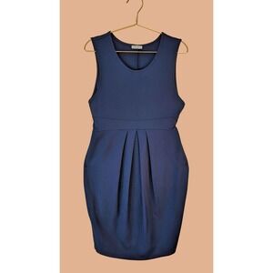 Laclef XL navy blue sleeveless pleated knee length stretch dress